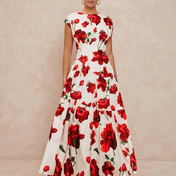 Dresses & Skirts - White Elegant Women's Sleeveless Ruched Waist Asymmetrical Patchwork Dress